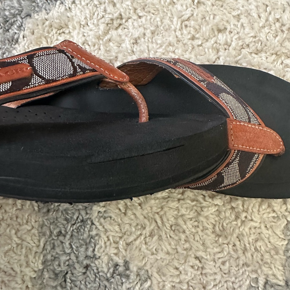Coach Black and Brown Leather Sandals - Picture 5 of 5